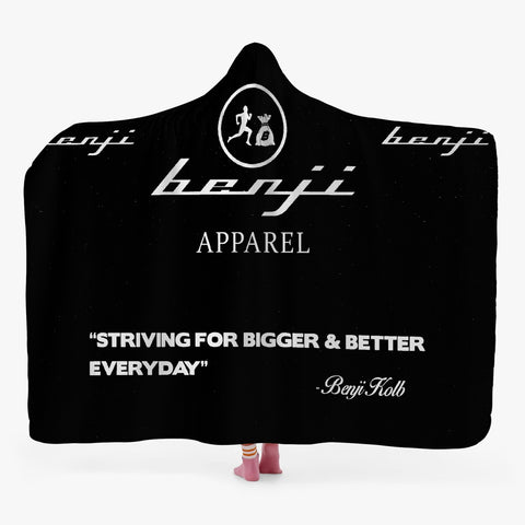 "Original Benji" Black (White logo) Premium Dual-Sided Stitched Hoodie Blanket