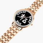 "Chase That Bag" Black (White logo) Instafamous Steel Strap Quartz watch