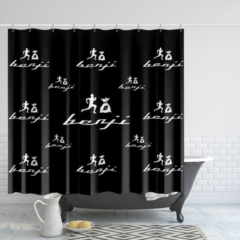 "Original Benji" Black (White logo) Quick-drying Shower Curtain