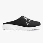 "Benji" Black (White logo) Casual Mesh Non-Woven Slippers
