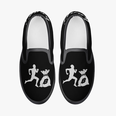 "Benji" Black (White logo)  Kids' Slip-On Shoes