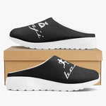 "Benji" Black (White logo) Casual Mesh Non-Woven Slippers