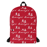 "Multi Benji" Red (White logo) Backpack W/Front pouch