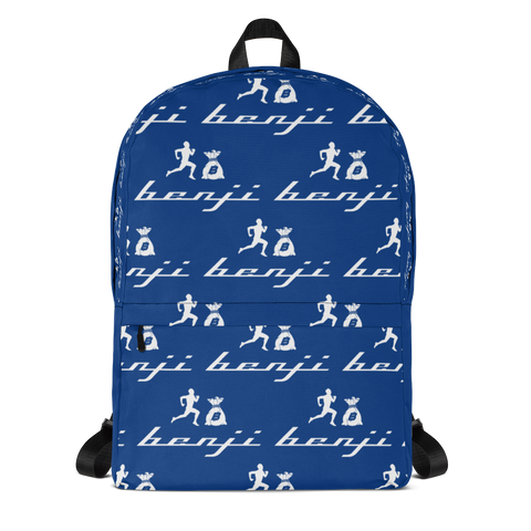 "Multi Benji" Bleu (White logo) Backpack W/Front pouch