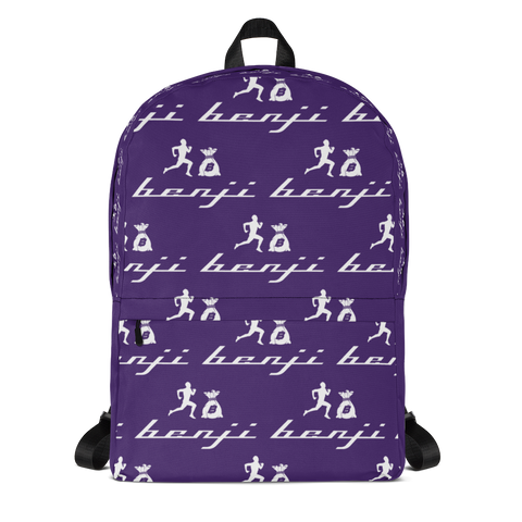 "Multi Benji" Black (White logo) Backpack W/Front pouch