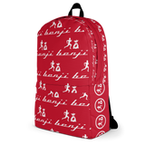 "Multi Benji" Red (White logo) Backpack W/Front pouch