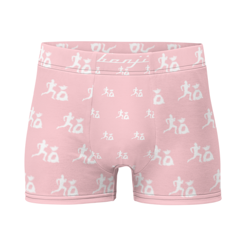 "Run it up print/ Benji" Pink (White logo) Boxer Briefs