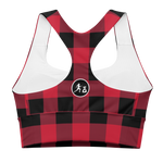 W. " Benji/ Stamp " Red Plaid (White logo) <Longline> Sports Bra