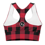 W. " Benji/ Stamp " Red Plaid (White logo) <Longline> Sports Bra
