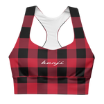 W. " Benji/ Stamp " Red Plaid (White logo) <Longline> Sports Bra