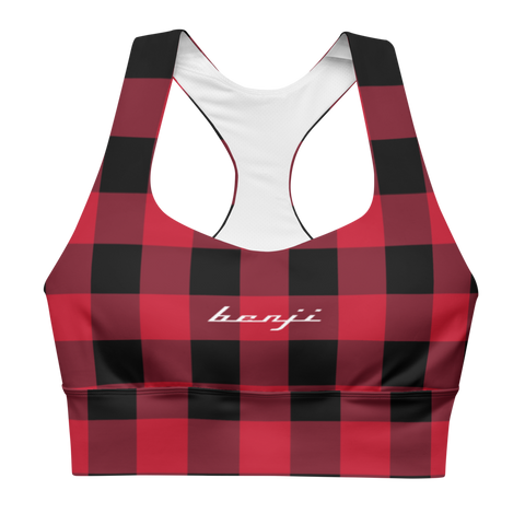 W. " Benji/ Stamp " Red Plaid (White logo) <Longline> Sports Bra