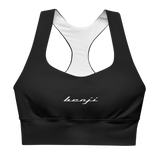 W. "Benji/ Stamp" Black (White logo) sports bra