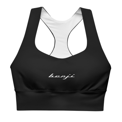 W. "Benji/ Stamp" Black (White logo) sports bra