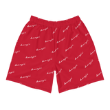 "Benji Stacked" Red (White Logo) Mens Shorts