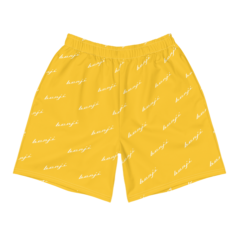"Benji Stacked" Yellow (White Logo) Men's Shorts