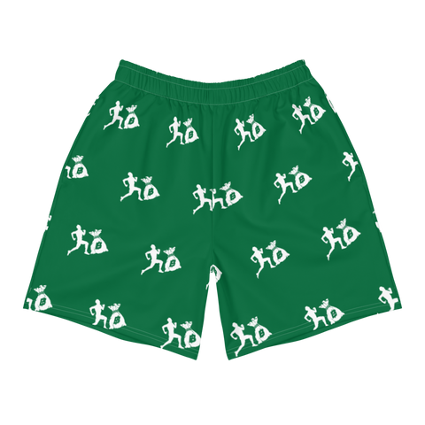 "Run it up stacked" Dark Green (White logo) Benji Athletic Long Shorts