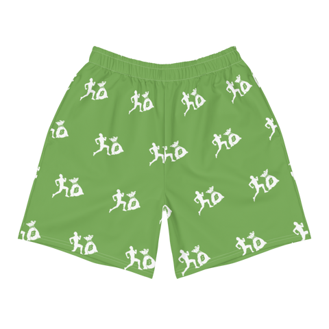 "Run it up stacked" Green (White logo) Benji Athletic Long Shorts