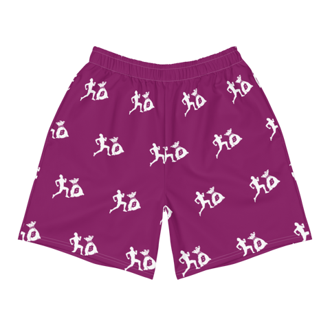 "Run it up stacked" Eggplant (White logo) Benji Athletic Long Shorts