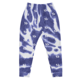 "Run It Up Stacked Benji" Blue Tie Dye (White logo) Jogger Sweatpants
