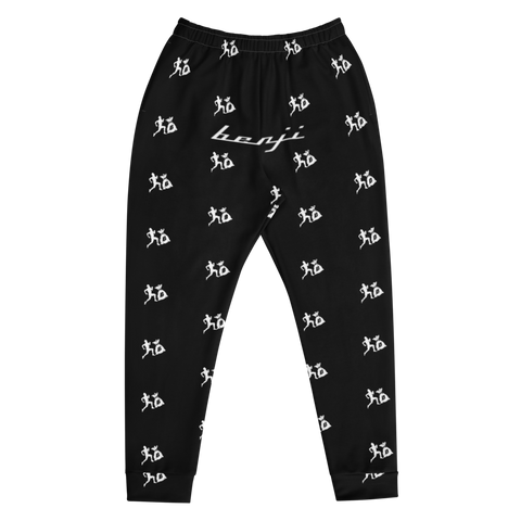 "Run It Up Stacked Benji" Black (White logo) Jogger Sweatpants