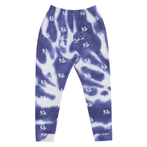 "Run It Up Stacked Benji" Blue Tie Dye (White logo) Jogger Sweatpants