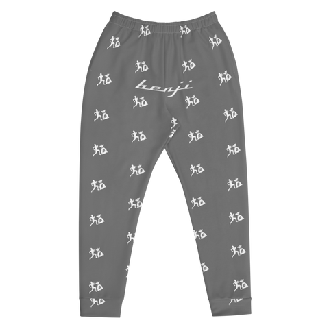"Run It Up Stacked Benji" Grey (White logo) Jogger Sweatpants