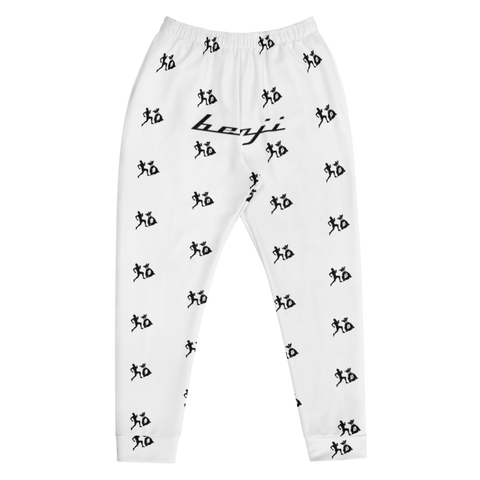 "Run It Up Stacked Benji" White (Black logo) Jogger Sweatpants