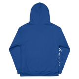 "Sup. Run it up/benji" White/Blue Sleeve (White logo) Premium Hoodie