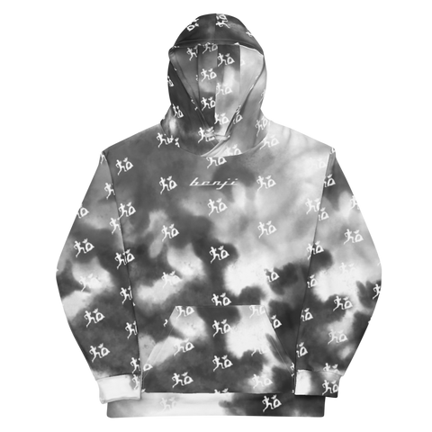 "Run It Up Stacked Benji" Black Water Color (White logo) Hoodie