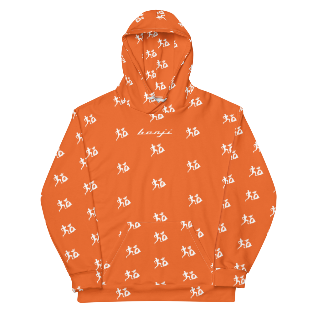 Run It Up Stacked Benji Orange White logo Hoodie