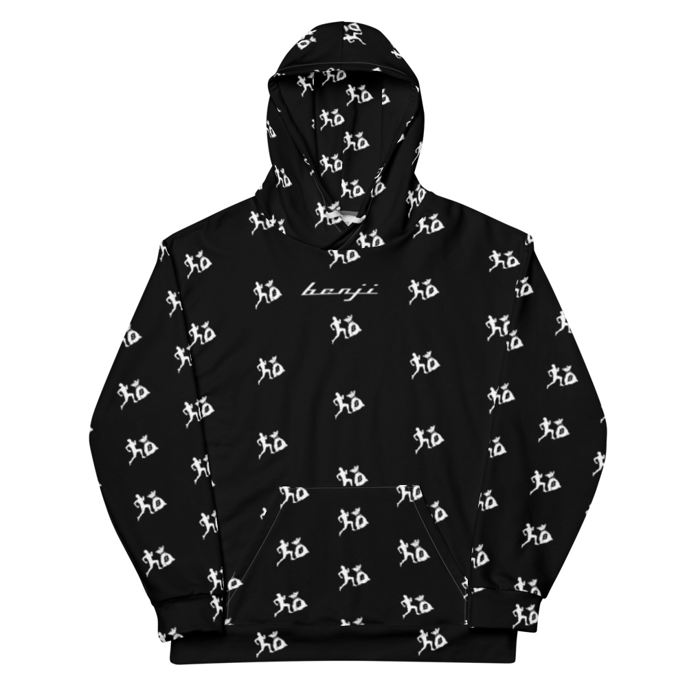 Run It Up Stacked Benji Black White logo Hoodie