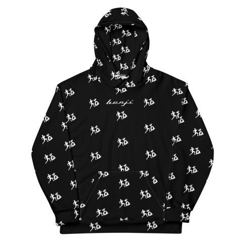 "Run It Up Stacked Benji" Black(White logo) Hoodie