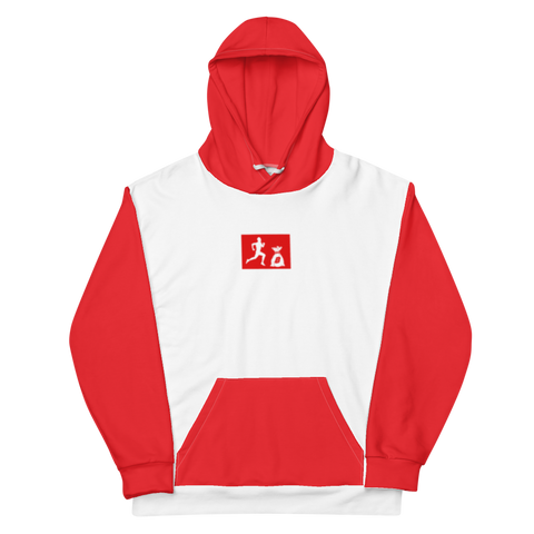 "Sup. Run it up/benji" White/Red Sleeve (White logo) Premium Hoodie