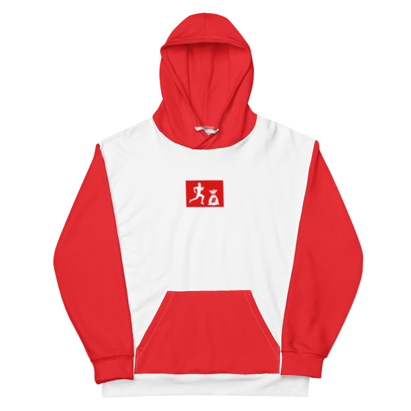 Red and white zip up hoodie shop