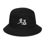 "Run it up" Black Denim (White logo) bucket hat