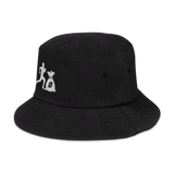 "Run it up" Black Denim (White logo) bucket hat