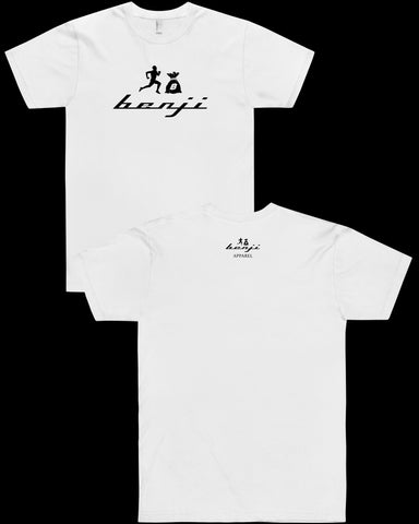 "New Benji" White (Black logo) T-Shirt