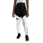 "W.Benji" Black/White (White logo) Sports Leggings