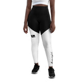"W.Benji" Black/White (White logo) Sports Leggings