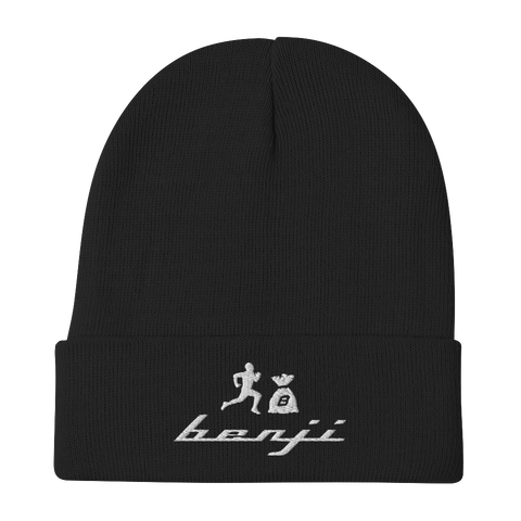 "Original Benji" Black (White logo) Embroidered Beanie