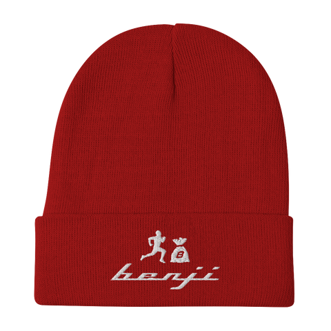 "Original Benji" Red (White logo) Embroidered Beanie