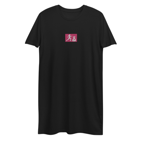 W. "Sup. Run it up" Black (Hot Pink Embroidered logo) Organic cotton Oversized t-shirt/dress