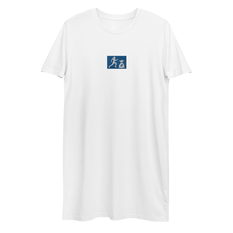 W. "Sup. Run it up" White (Blue Embroidered logo) Organic cotton Oversized t-shirt/dress