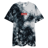 "W. Sup. Chase that bag" Black (Red logo) Embroidered Oversized tie-dye t-shirt
