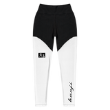 "W.Benji" Black/White (White logo) Sports Leggings