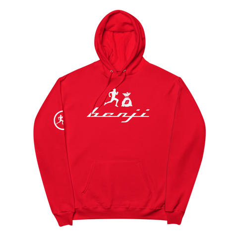 "Original Benji" Red (White logo) W/ Side logo hoodie
