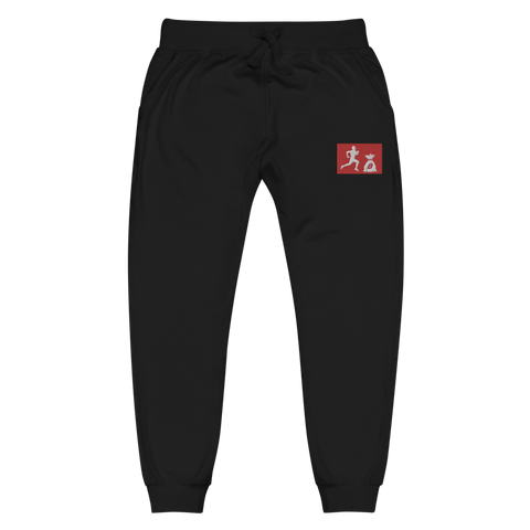 "Run it up patch" Black (Red logo) Embroidered Unisex fleece sweatpants