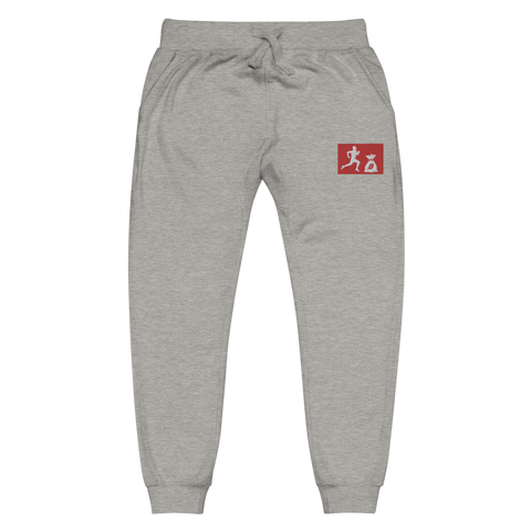 "Run it up Stamp" Grey (Black logo) Embroidered fleece sweatpants