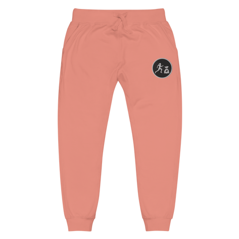 W. "Run it up stamp" Dusty rose (Black logo) Embroidered fleece sweatpants