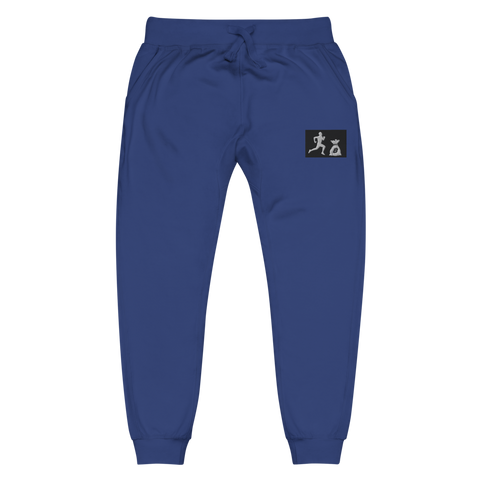 "Run it up Stamp" Blue (Black logo) Embroidered fleece sweatpants